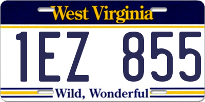 WV license plate 1EZ855