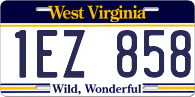 WV license plate 1EZ858