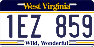 WV license plate 1EZ859