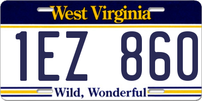 WV license plate 1EZ860