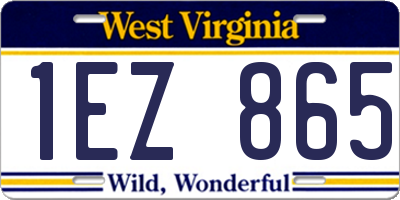 WV license plate 1EZ865