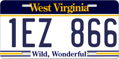 WV license plate 1EZ866