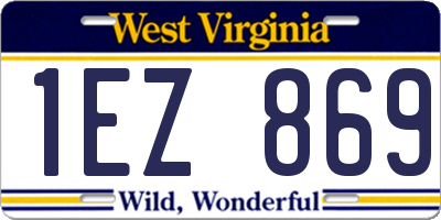 WV license plate 1EZ869