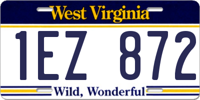 WV license plate 1EZ872