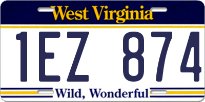 WV license plate 1EZ874