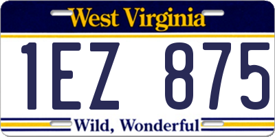 WV license plate 1EZ875