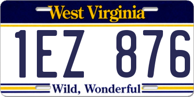 WV license plate 1EZ876