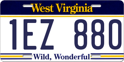WV license plate 1EZ880