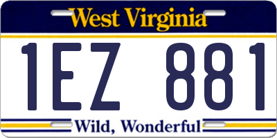 WV license plate 1EZ881