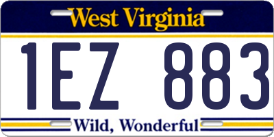 WV license plate 1EZ883