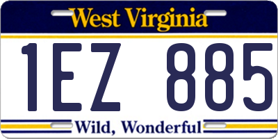 WV license plate 1EZ885
