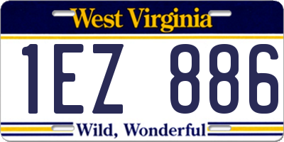 WV license plate 1EZ886