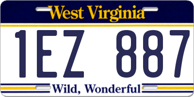 WV license plate 1EZ887