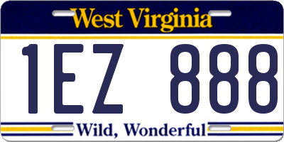 WV license plate 1EZ888