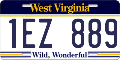 WV license plate 1EZ889
