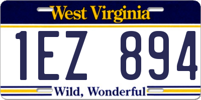 WV license plate 1EZ894