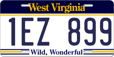 WV license plate 1EZ899