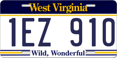 WV license plate 1EZ910