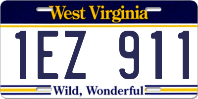 WV license plate 1EZ911