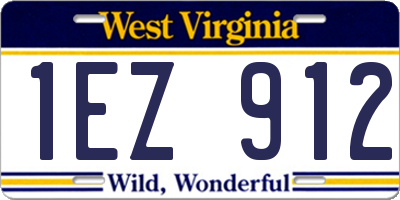 WV license plate 1EZ912