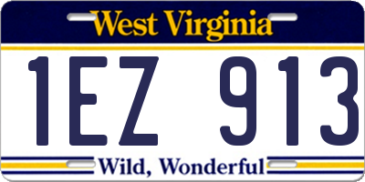 WV license plate 1EZ913