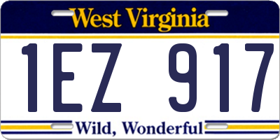 WV license plate 1EZ917