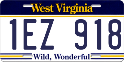 WV license plate 1EZ918