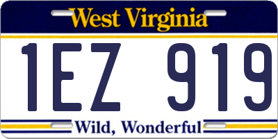 WV license plate 1EZ919