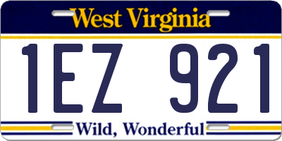 WV license plate 1EZ921