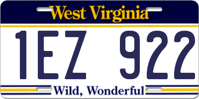WV license plate 1EZ922