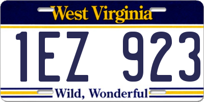WV license plate 1EZ923