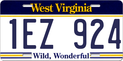 WV license plate 1EZ924