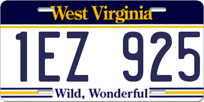 WV license plate 1EZ925