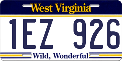 WV license plate 1EZ926