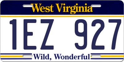 WV license plate 1EZ927