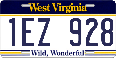 WV license plate 1EZ928