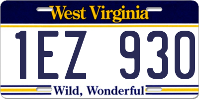 WV license plate 1EZ930