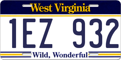 WV license plate 1EZ932