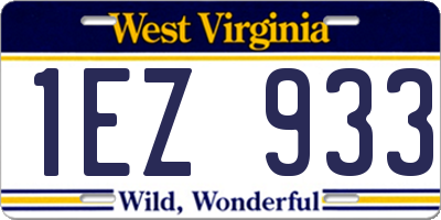 WV license plate 1EZ933