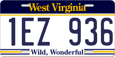 WV license plate 1EZ936