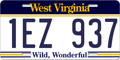 WV license plate 1EZ937