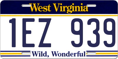 WV license plate 1EZ939