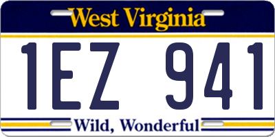 WV license plate 1EZ941