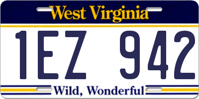 WV license plate 1EZ942