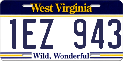 WV license plate 1EZ943