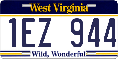 WV license plate 1EZ944