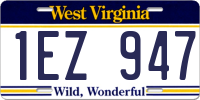 WV license plate 1EZ947