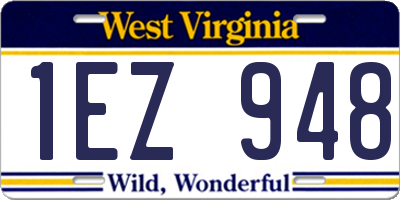 WV license plate 1EZ948