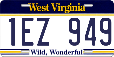 WV license plate 1EZ949