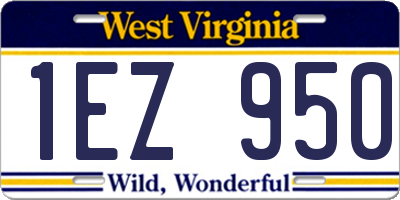 WV license plate 1EZ950